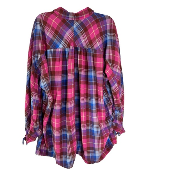 Free People Zoey Plaid Oversized Mini Dress Tunic Pink Combo Size S - Picture 5 of 13